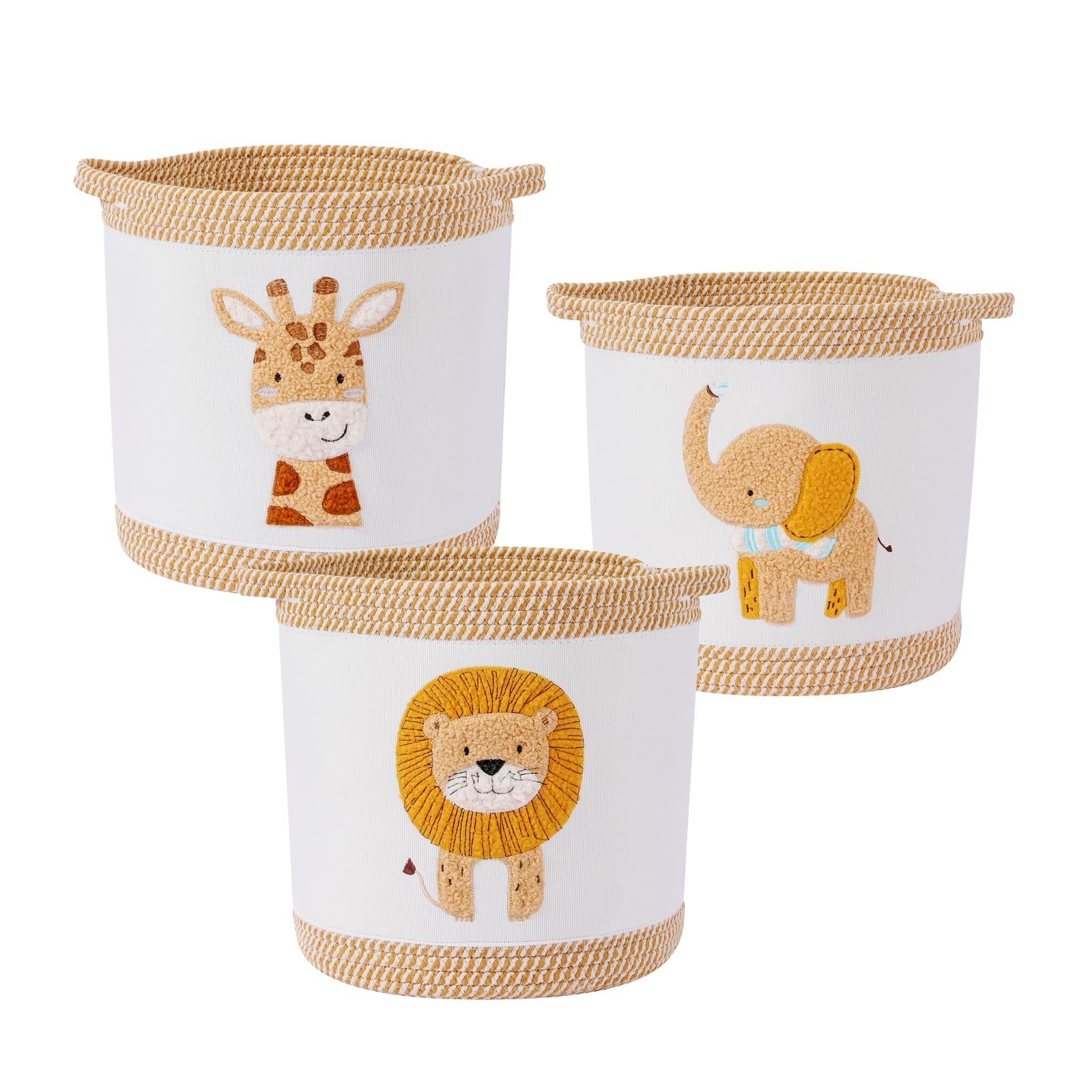Tidelit Aufbewahrungskorb-Set 3-teilige gewebte Babyspielzeugkörbe, Wäschekörbe, faltbarer Kinderzimmer-Organizer für Spielzeug, Kleidung, Kuscheltiere, geräumige robuste Körbe