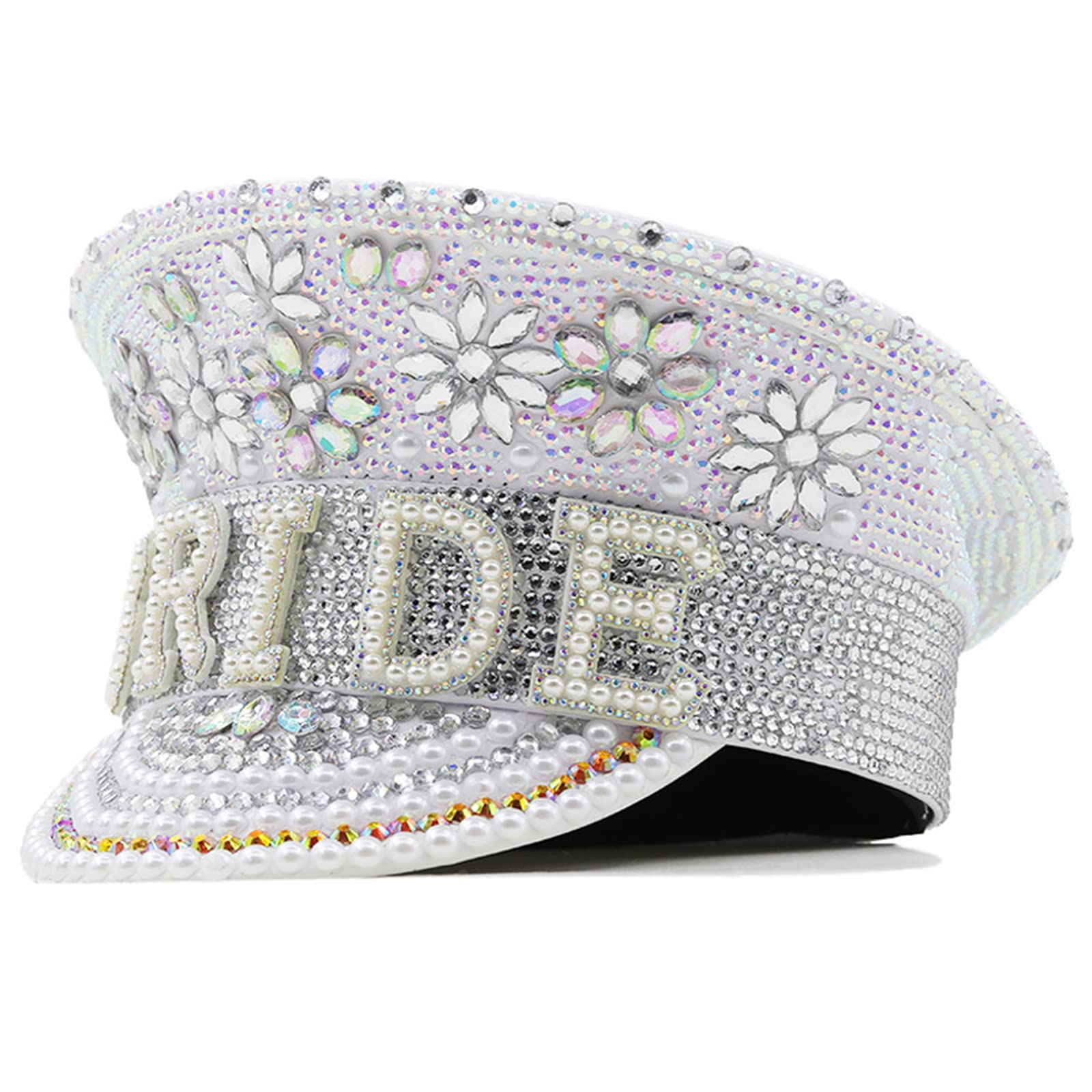 Sombrero de novia con diamantes de imitación, decoración de despedida de soltera, sombrero de novia, despedida de soltera, dama de honor, recuerdo de novia