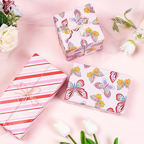 Miniatura 7 de WRAPAHOLIC Papel de regalo reversible, mini rollo, 17 pulgadas x 33 pies, diseño de mariposa, perfecto para cumpleaños, fiestas, vacaciones, bodas,