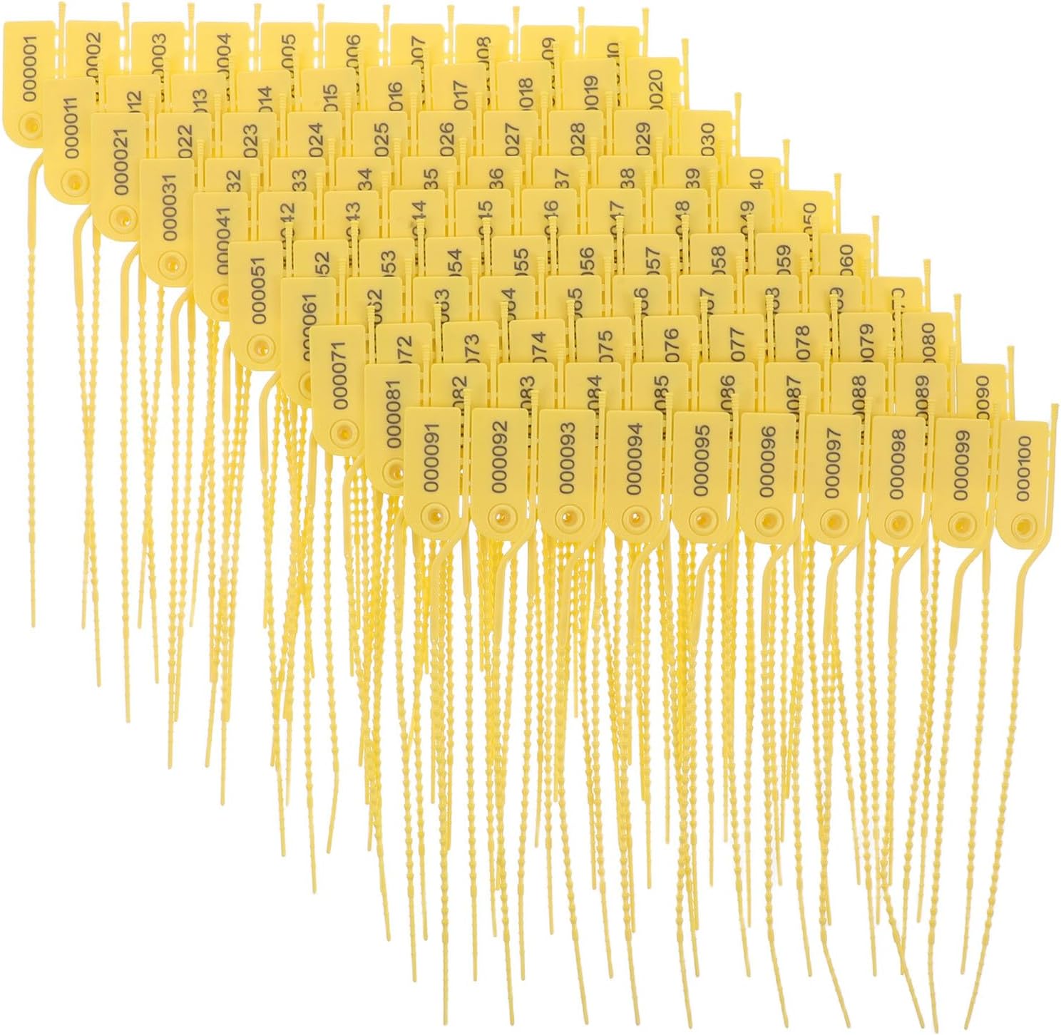 100pcs Yellow Self-Locking Plastic Tamper Resistant Seals Tear Resistant Security Ties for Food Packaging, Shoes, Bags, and Clothing Shipping Tags