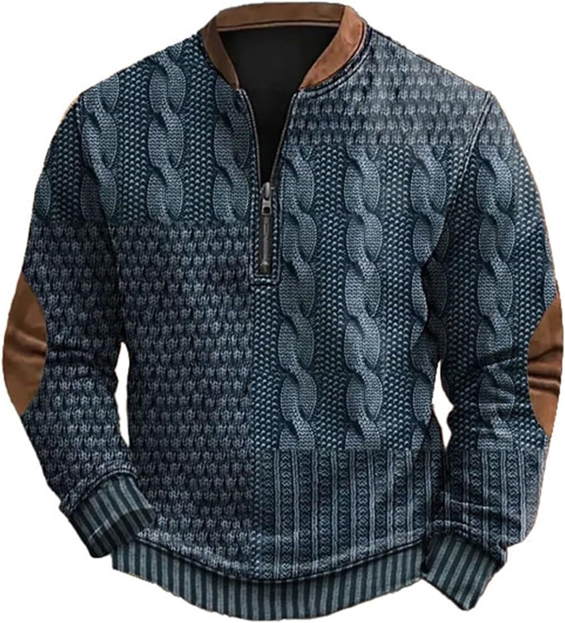 Twisted Knitted Pattern Henley Sweater for Men V Neck Quarter Zip Casual Cable Knit Long Sleeve Pullover Sweatshirts