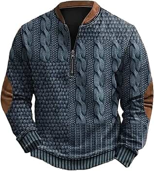 Amazon.com: DOPRISIC Mens Vintage Knit Print Zip-Up
