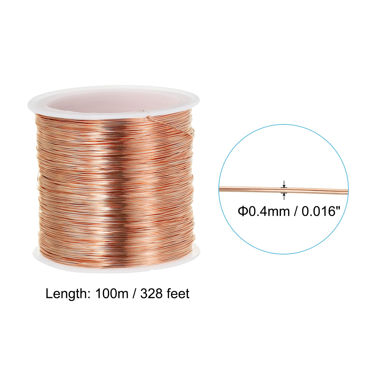 PATIKIL 26 Gauge Jewelry Wire, 328 Feet/100M Pure Copper Jewelry Beading Wire Soft Metal Plant Stem Ties for Jewelry Craft, Copper Tone (0.016") - Image 2
