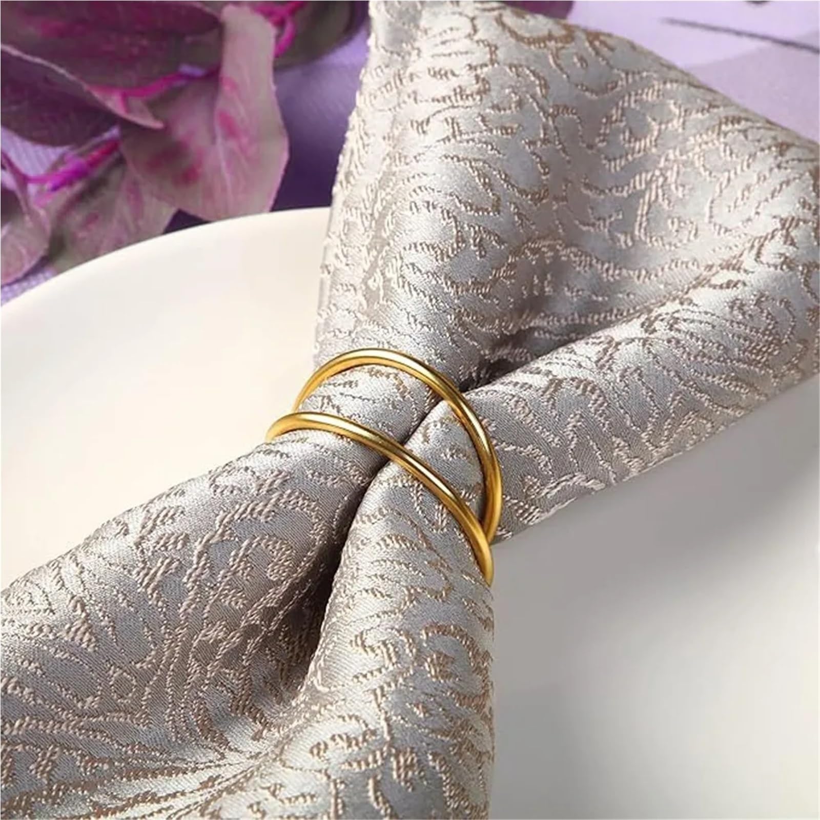 Lot de 36/60 ronds de serviette en spirale en métal, doré, argenté, or rose, décoration de table