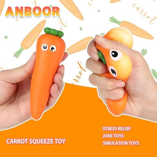 Miniatura 3 de Anboor Juguete elástico de zanahoria, juguete elástico de zanahoria, juguete sensorial de simulación de zanahoria, juguete para apretar el estrés