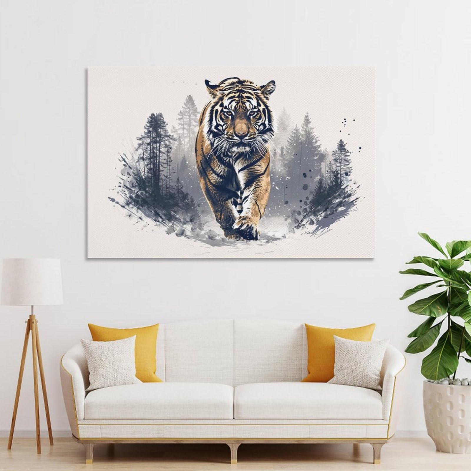 Amazon.co.jp: 絵画 ジャングルタイガーインテリア 絵画 動物イラスト
