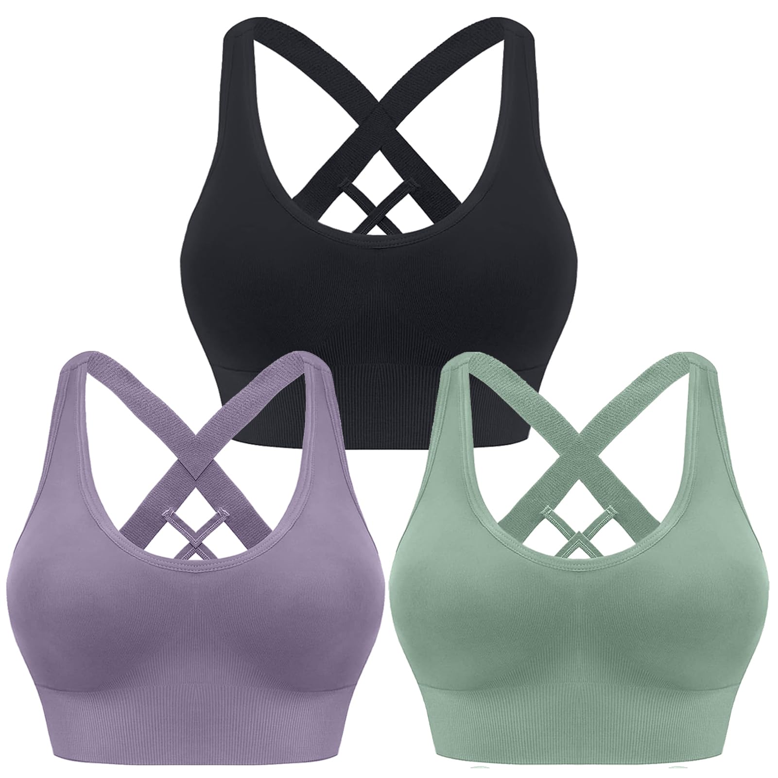 HANERDUN Damen Sport BH Starker Halt Sport-BH Crossback Push up Sports Bra | Nahtlose | Ohne Buegel | Abnehmbaren Gepolstert | Guten Halt | Große Brüste | Atmungsaktiv | Dehnbar | Fitness Yoga Joggen – Amazon Angebot