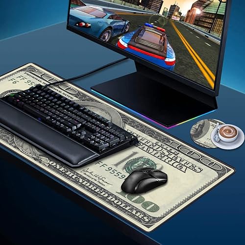 Miniatura 3 de Alfombrilla de escritorio para mouse para juegos con posavasos, 31.5 x 11.8 pulgadas, XXL grande y grande, para teclado de computadora, mouse con