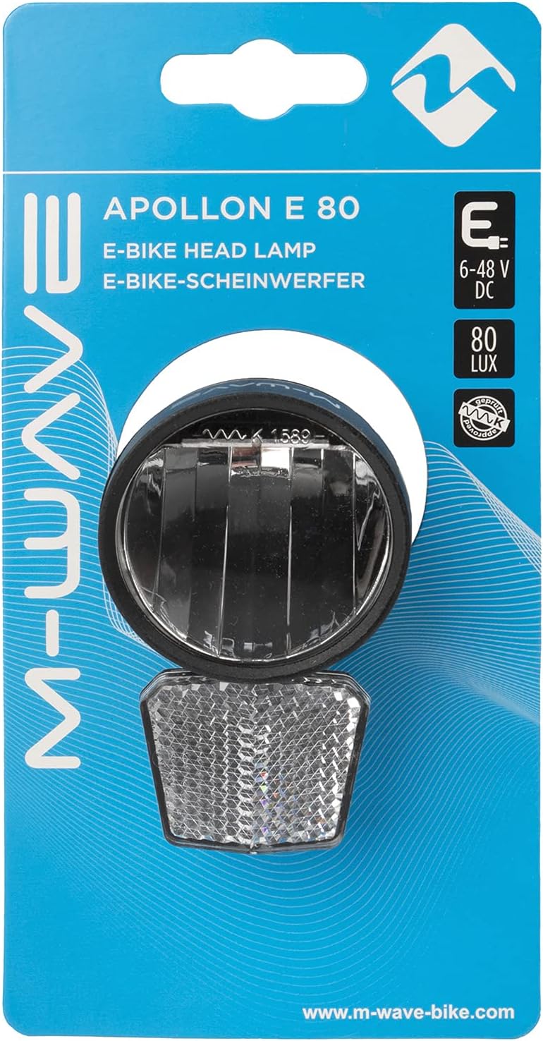 M-Wave Unisex Adult Apollon E 80 E-Bike Front Light, Black, One Size