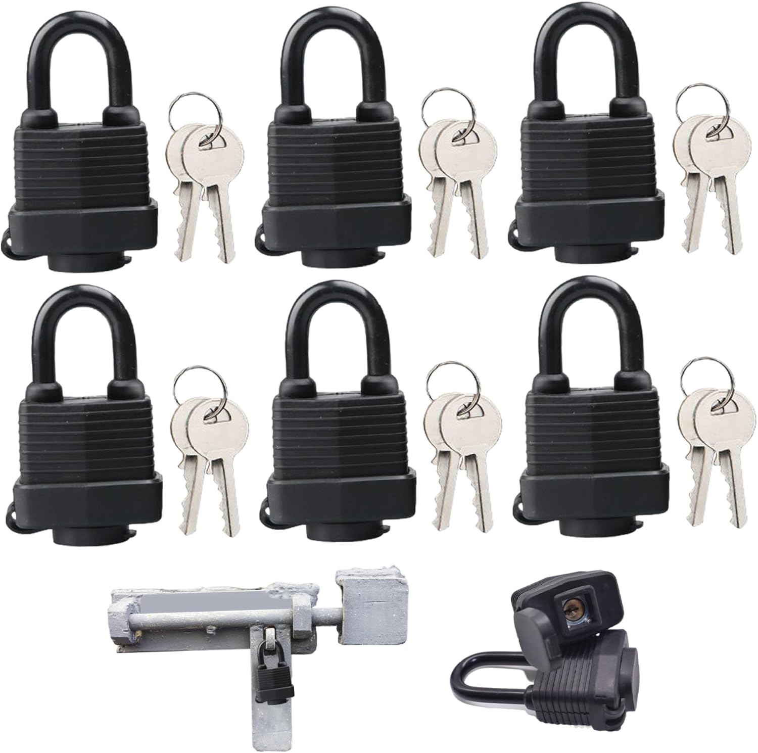 Keyed Alike Padlocks 6Pcs Weatherproof Heavy Duty Outdoor Security Locks for School Gym Locker Garage Shed Fence Keyed Alike Padlocks