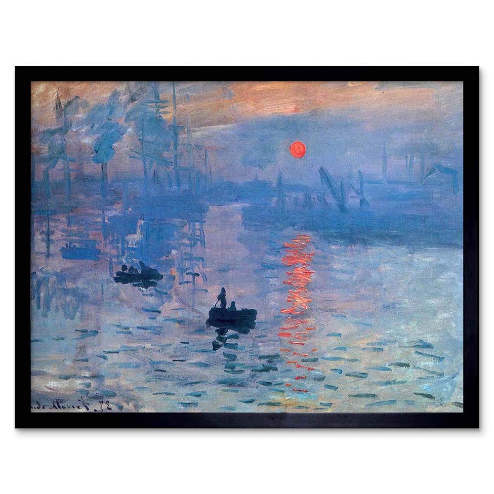 Wee Blue Coo Claude Monet Impression Sunrise Old Master Painting Art Print Framed Poster Wall Decor 12X16 Inch