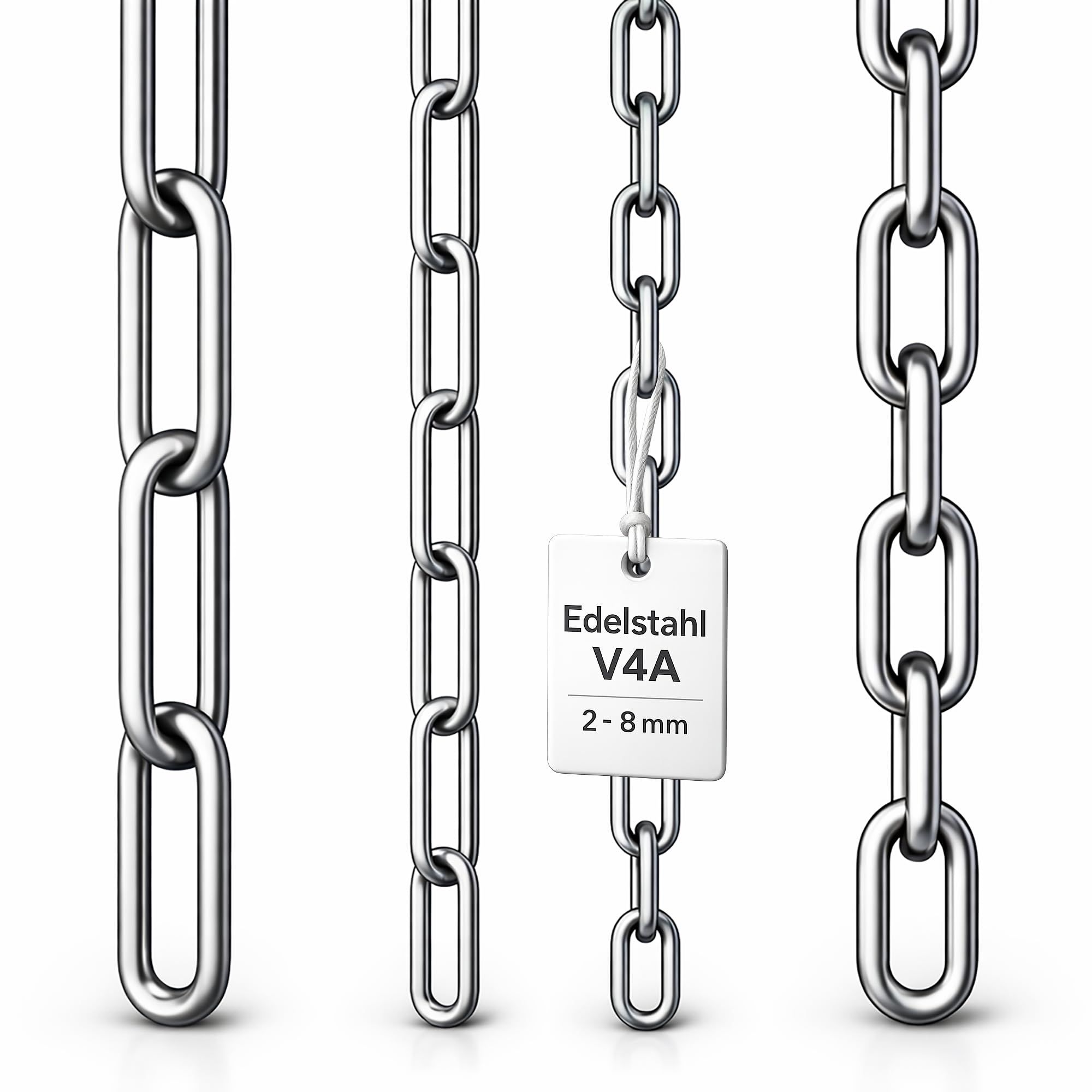 Edelstahlkette VA4 Rundstahlkette Ankerkette Edelstahl Kette Stahlkette ähnl. DIN 766 / DIN 763 (Kurzgliedrig - 3 mm = 2 Meter)