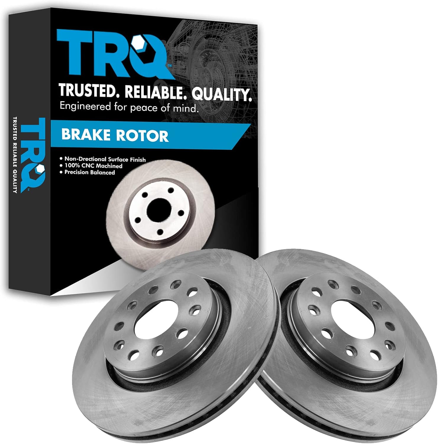 TRQ Front Brake Rotors Set Vented Compatible with 2020-2021 Jeep Gladiator 2018-2021 Wrangler