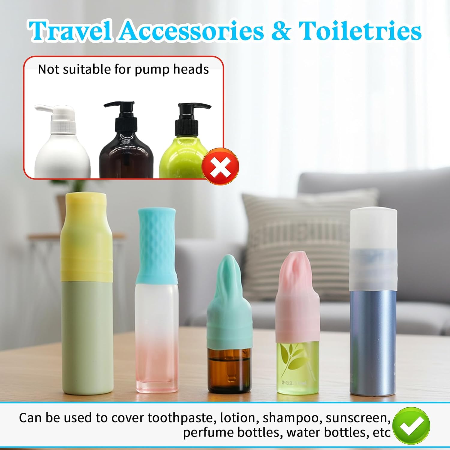 10Pcs Silicone Bottle Covers for Traveling, Colorful Bottle Sleeves, Travel Essentials Accessories Fit Standard Toiletry Container Travel Size Bottles Toiletries for Leak Proofing