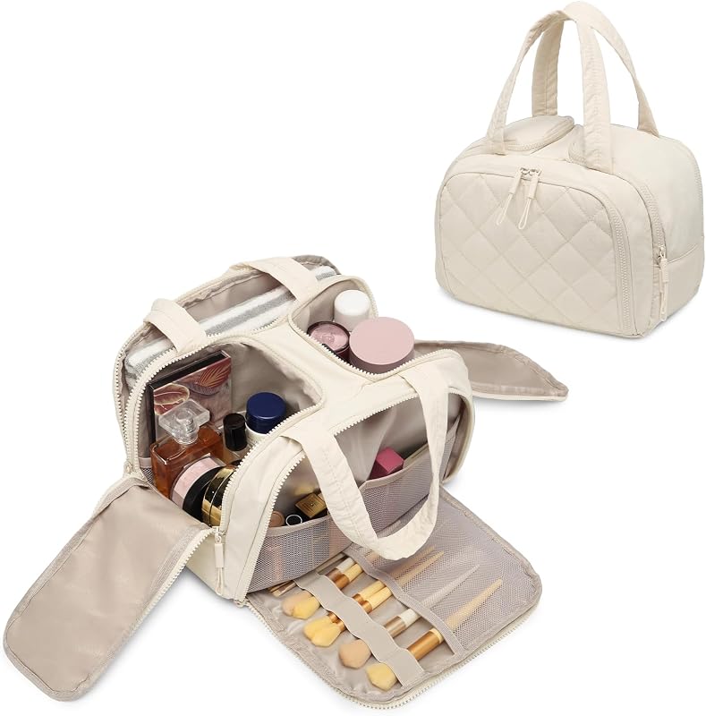 Necessaire de viagem acolchoada Generic com bolsos de PVC e tela, branca, Modelo 5001