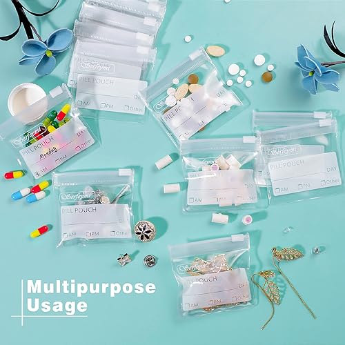 Miniatura 5 de Serfeymi - Paquete de 16 pastilleros con cierre hermético de viaje, transparente, resellable de 12 mil, bolsas organizadoras AM PM de 2.75 x 3
