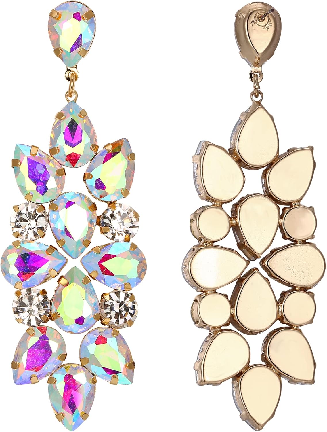 BriLove Art Deco Dangle Earring Earrings Sparkly Rhinestone Teardrop Statement for Women - Image 4