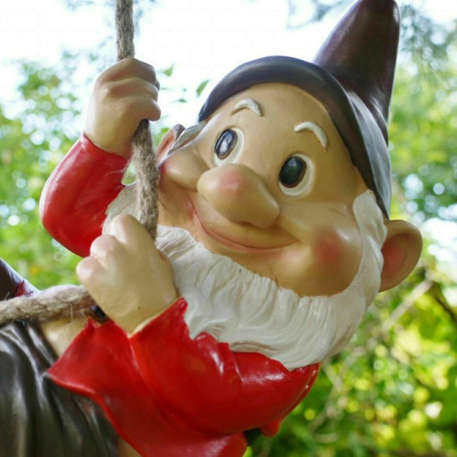 Gnome Ornament Climbing Rope Outdoor Tree Hanging Decoration Statue Sculpture, Red, 30cm (12") x 18cm (7") With Rope 73cm (28 3/4") - Image 4