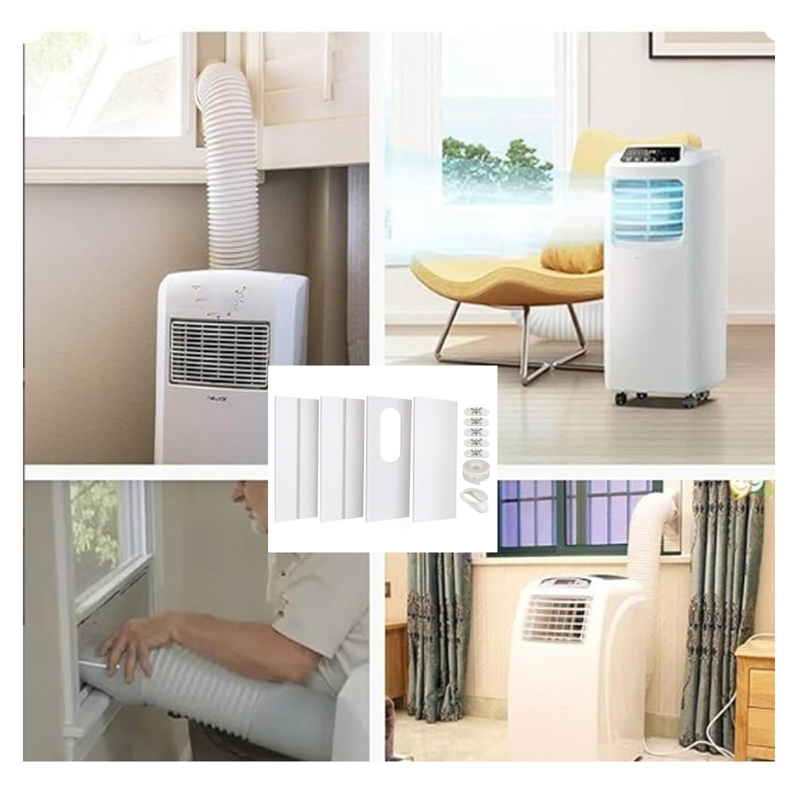 Kit de Ventilación de Ventana para Aire Acondicionado,sello de ventana para aire acondicionado,Portátil de Primera Calidad Optimizado para Paneles de PVC Deflectores de Viento Móviles