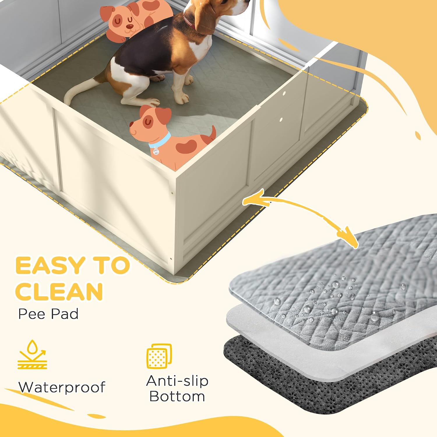 PawHut Whelping Box for Dogs with Retractable Light Stand, Waterproof Mat for Puppies with Pig Rail, Adjustable Height Door for Small, Medium & Large Breed Dogs, 49" x 48"