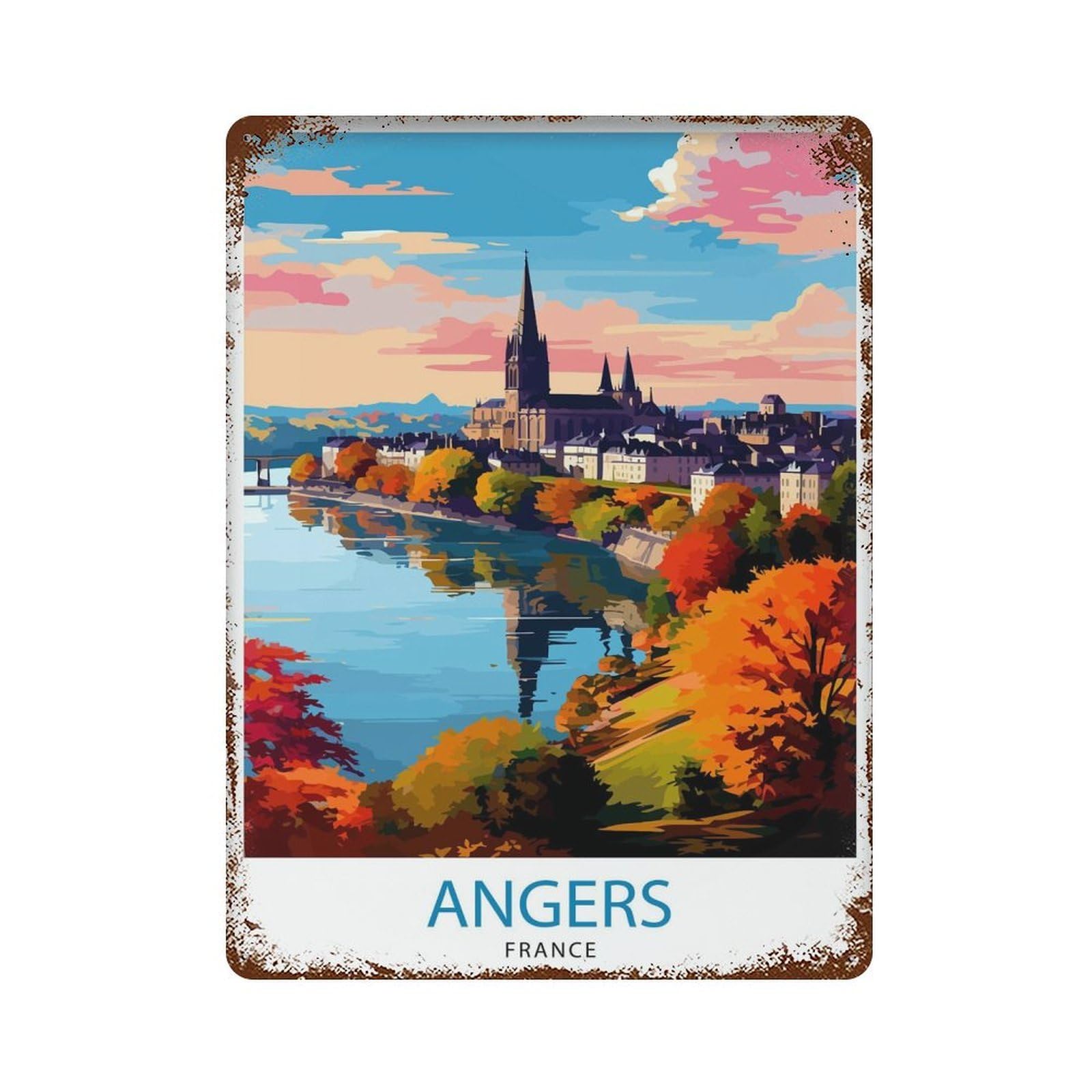 xiaoxiaoshen Angers France Travel 3 Wall Decor Art Metal Tin Poster Modern Home Decor Art Home Bar Shop Decorations Vintage Sign 40x30cm