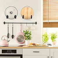 Vista 7 de Soporte para tapa de olla de acero inoxidable montado en la pared 3M autoadhesivo, estantes de cubierta de sartén (juego de 4) longitud libremente