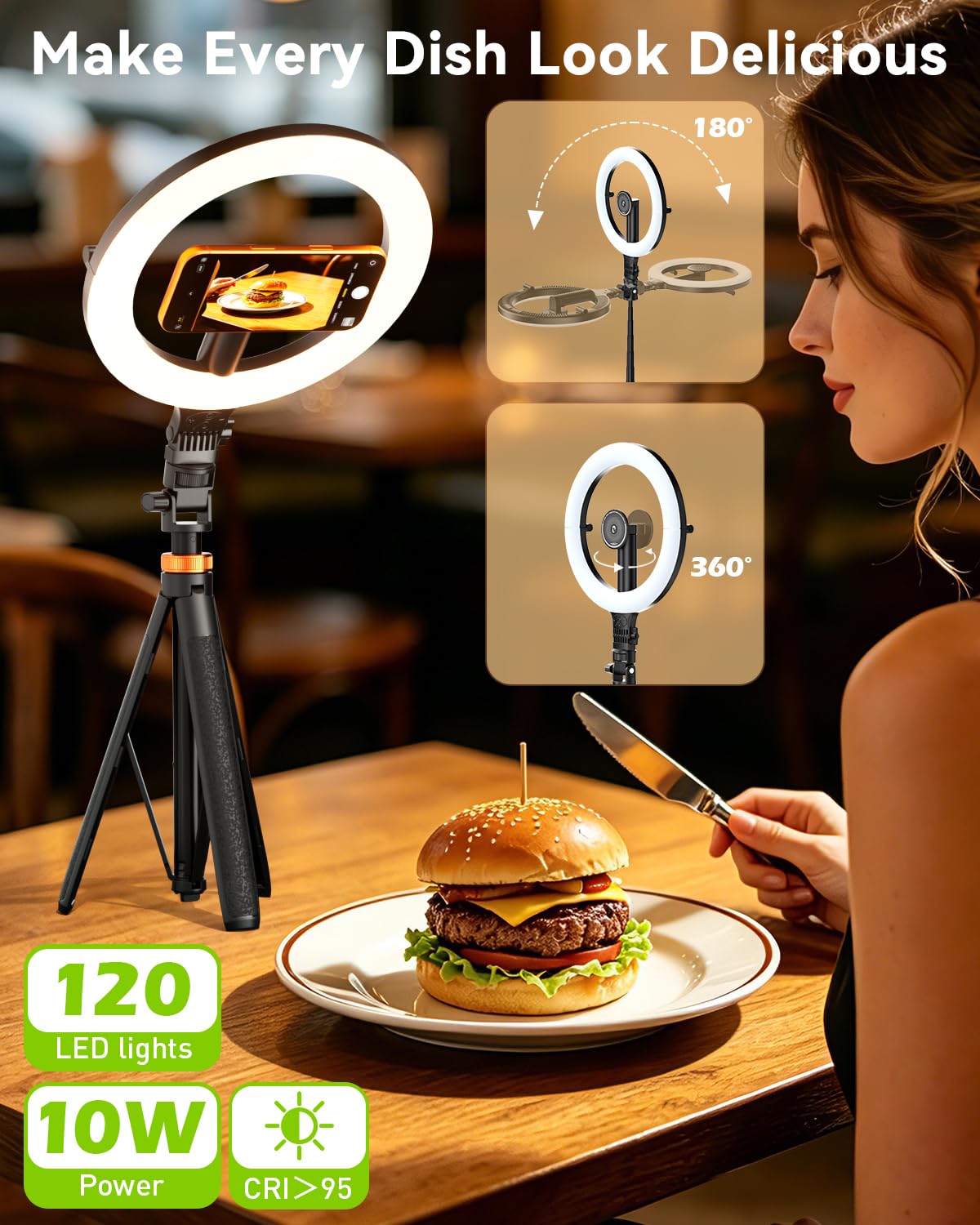 10,2" Magnetisches LED-Ringlicht Mit 76" Verstellbarem Stativ, 5000mAh Wiederaufladbares Selfie-Ringlicht Kompatibel Mit MagSafe Handy, Handyständer 3000K–6500K Beleuchtung Für TikTok, YouTube