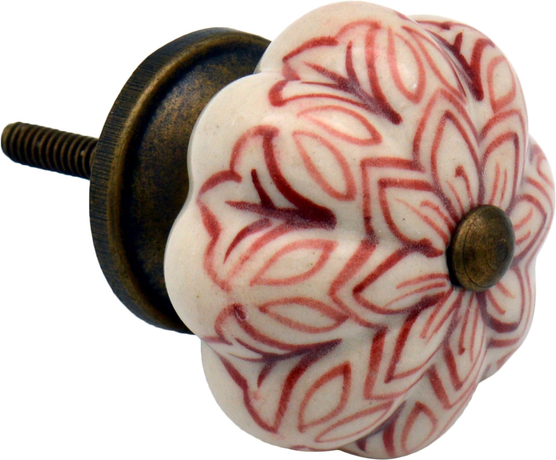 Nicola Spring Floral Ceramic Cabinet KnobDark Red from B&Q