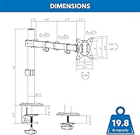 Vista 9 de Mount-It! Single Monitor Arm 17" to 32", Full Motion Adjustment with Tilt, Rotation, Swivel, Height Adjustment Along Pole, Clamp or Grommet