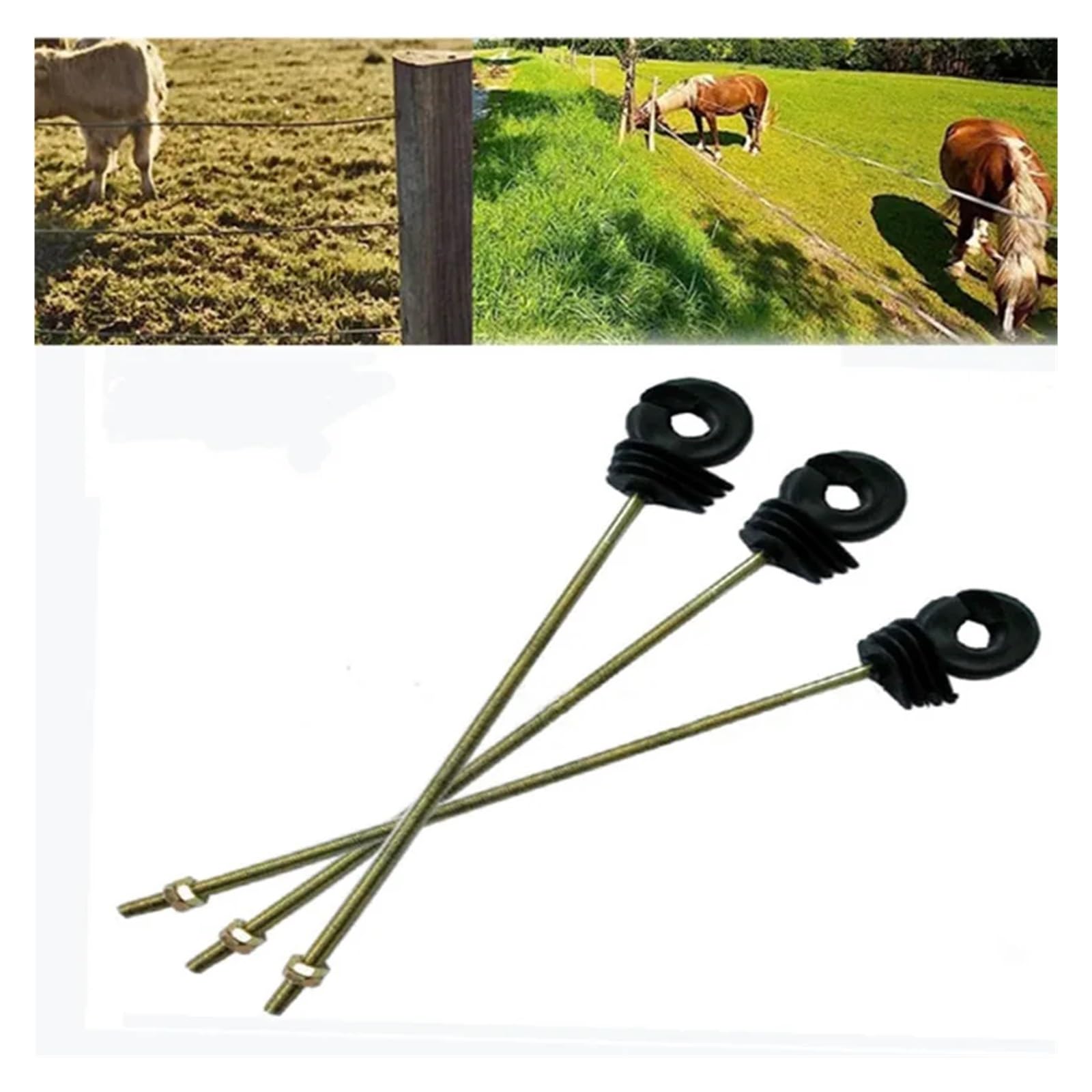Aislador de Anillo de 20 Piezas, PP, Resistente a los Rayos UV, for Granja de Animales, Poste de Madera de Acero Negro, Alambre de Tornillo, aisladores de Cerca eléctrica de Larga Distancia