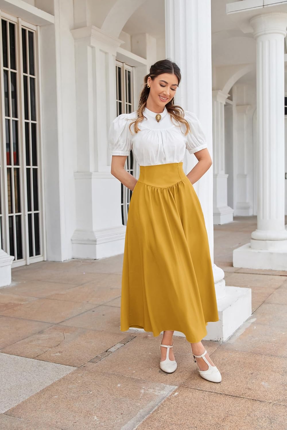 Scarlet Darkness Women Renaissance Maxi Skirt Flowy Long Skirts Victorian High Waisted Skirt - Image 2