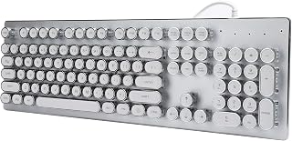 Vbestlife 104 Keys Wired Retro Gaming Mechanical Keyboard with Mixed Light Universal for Desktop and Laptop Computers(white)