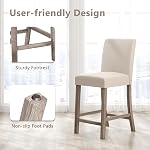 Giantex Bar Stools Counter Height Set of 2, 24.5" Modern Fabric Bar Chairs with Back, Footrest & Solid Wood Legs, Upholstered Wood Barstools for Kitchen Island, Home Bar, Cafe, Beige