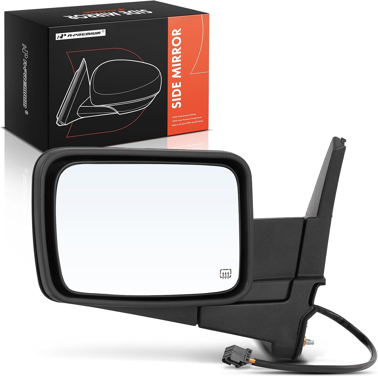 A-Premium Driver Side Power Door Mirror - Compatible with Jeep Commander 2006 2007 2008 2009 2010 - Heated Manual Folding Black Outside Rear View Mirror - Replace# 55396636AD