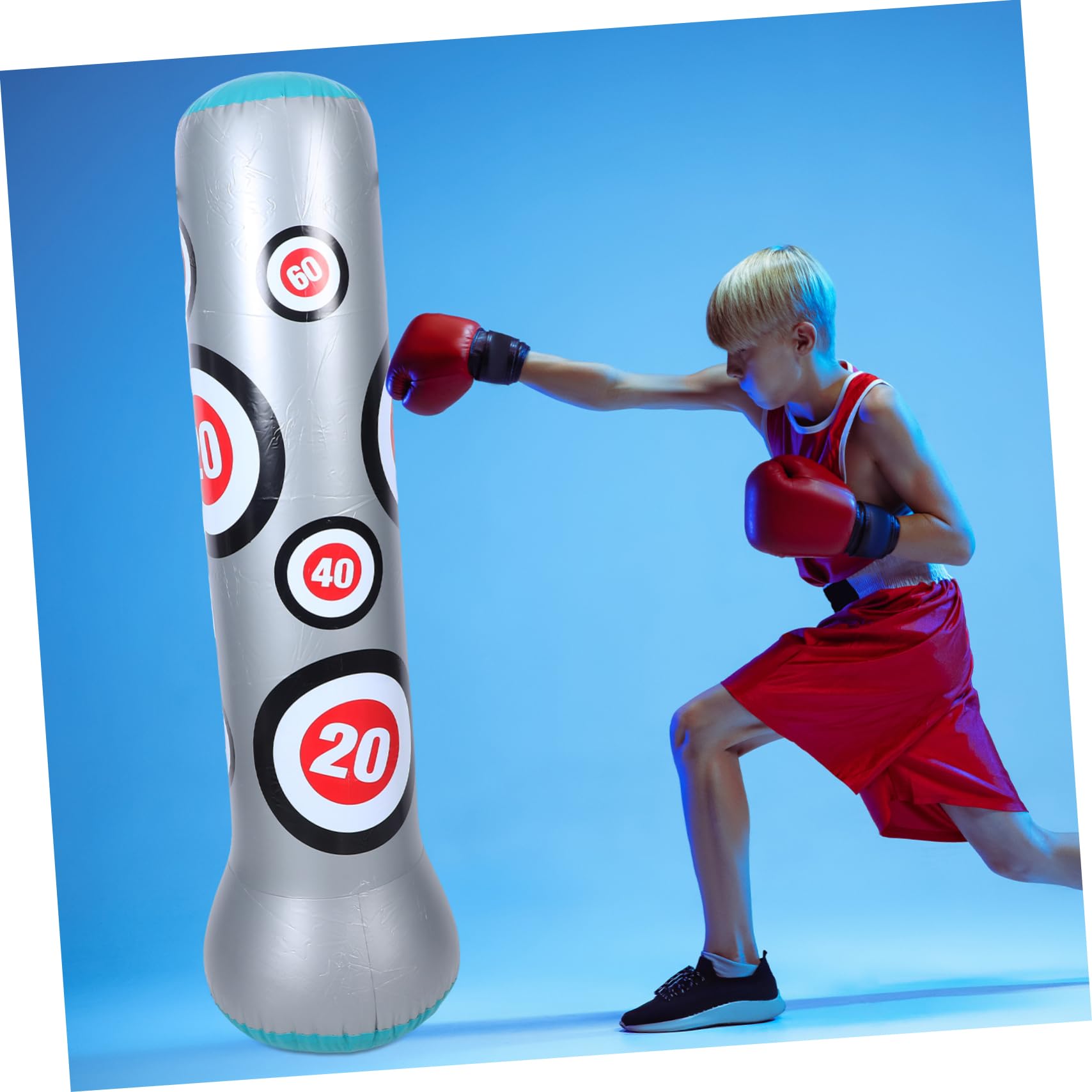 Toyvian Paquet Couleur Aléatoire de Boxe Gonflable en PVC de 1,6m Jouet de Boxe Relaxant Base de Sable Stable pour Adultes et Garçon et Filles à Domicile Salle de Sport