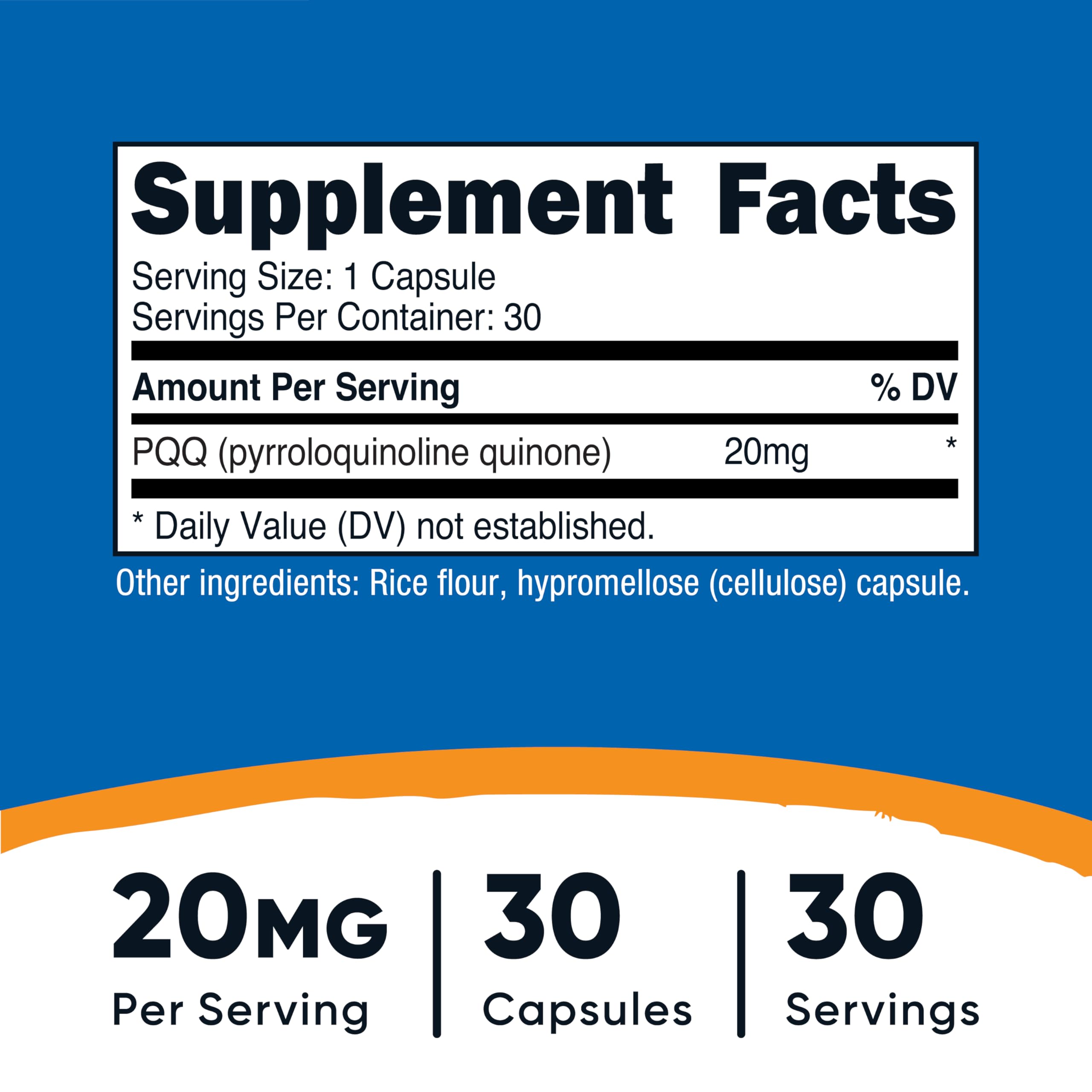 Nutricost PQQ (Pyrroloquinoline Quinone) 20mg, 30 Capsules - Vegetarian Capsules, Non-GMO, Gluten Free — Amazon image 2