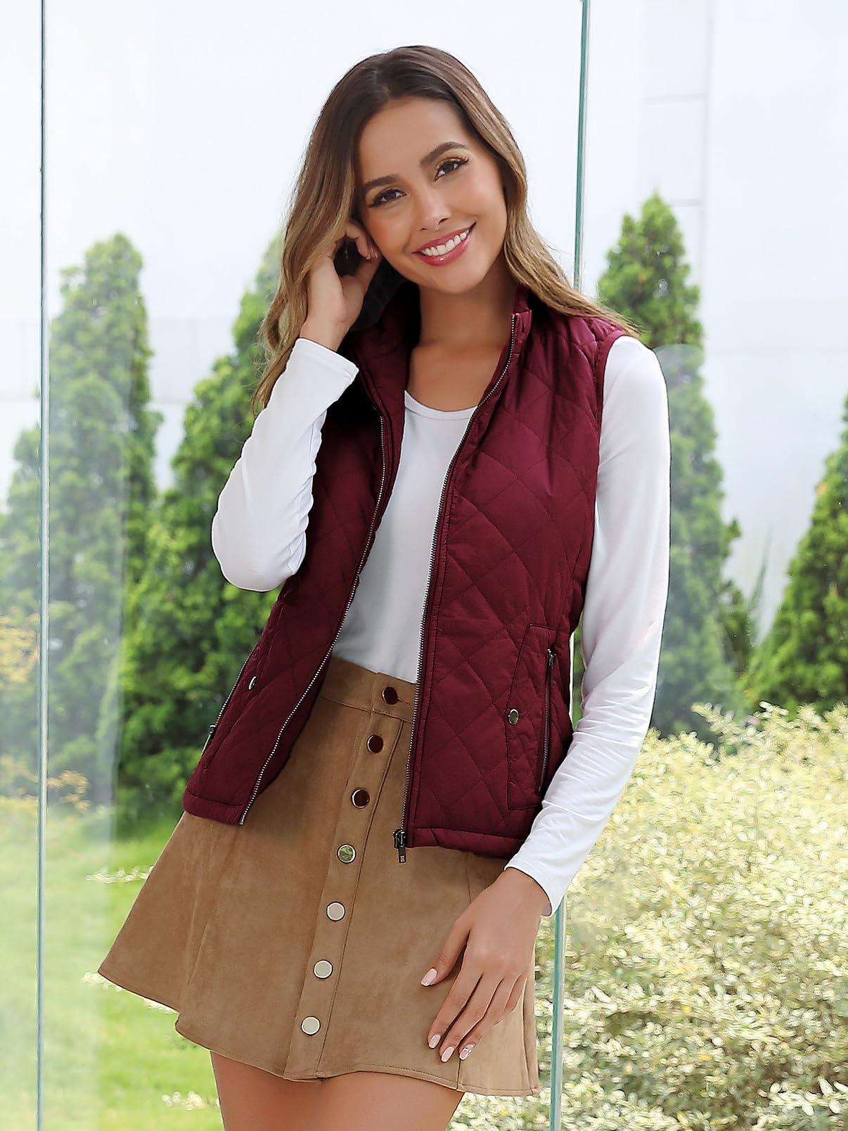 fuinloth Gilet Donna Smanicato Primaverile Autunno Invernale Panciotto Dritto Giacche Leggeri Senza Maniche Giacca