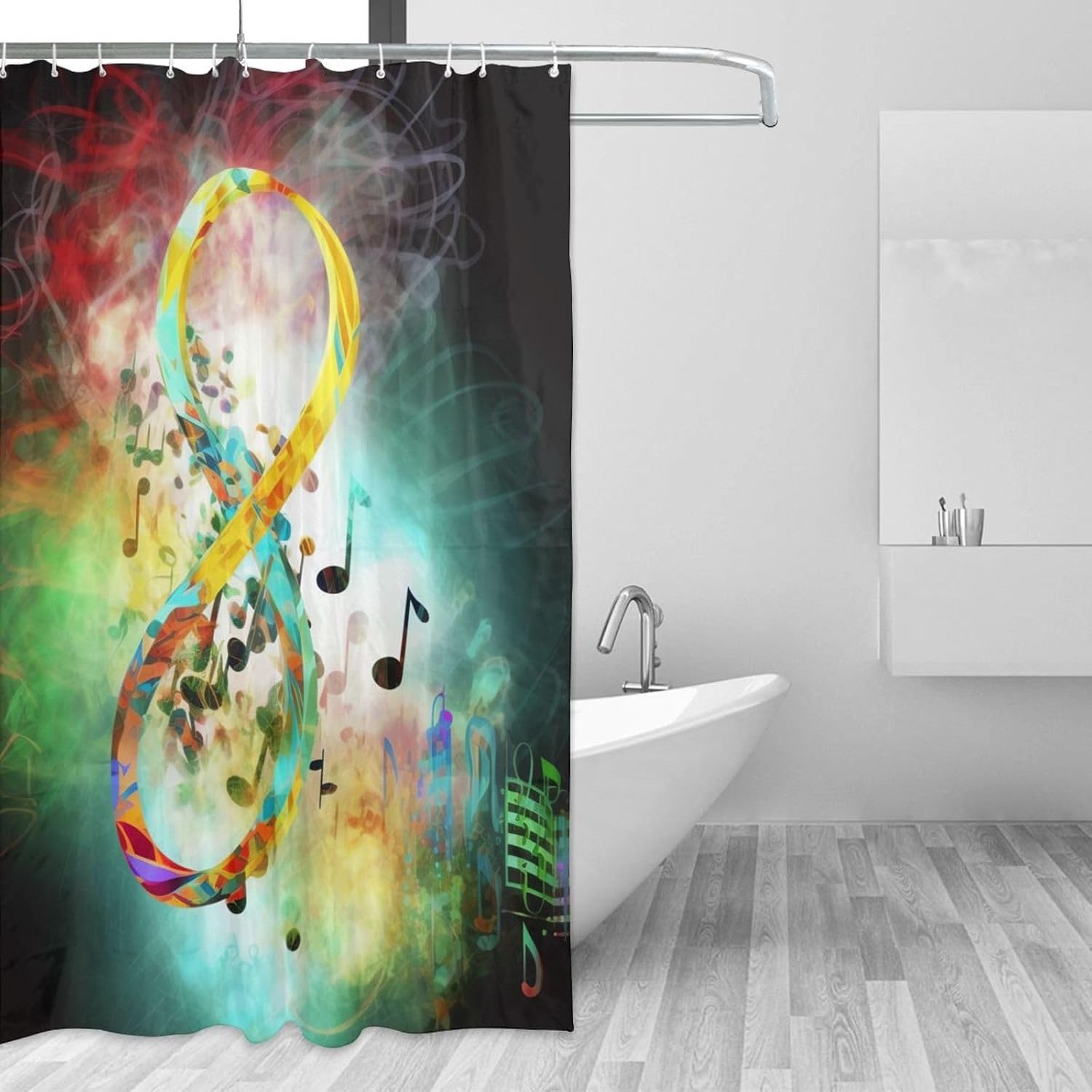 Abstract Music Symbol Shower Curtains for Bathroom Decor Accessories, Waterproof Bath Curtain Heavy Duty Thick Bathroom Curtains with 12 Hooks, Machine Washable, 72"x72" image 3