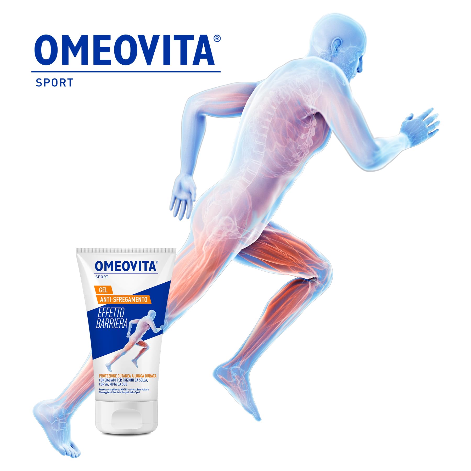 OMEOVITA SPORT - GEL ANTISFREGAMENTO | Gel Effetto Barriera Protettiva Per la Pelle, Riduce Irritazione da Frizione Degli Indumenti, Protezione a Lunga Durata, Resistente a Acqua e Sudore, 6 x 150 ml