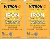 Vista 1 de Vitron-C Suplemento de hierro, una vez al día, hierro de alta potencia más vitamina C, apoya la producción de glóbulos rojos, tabletas sin