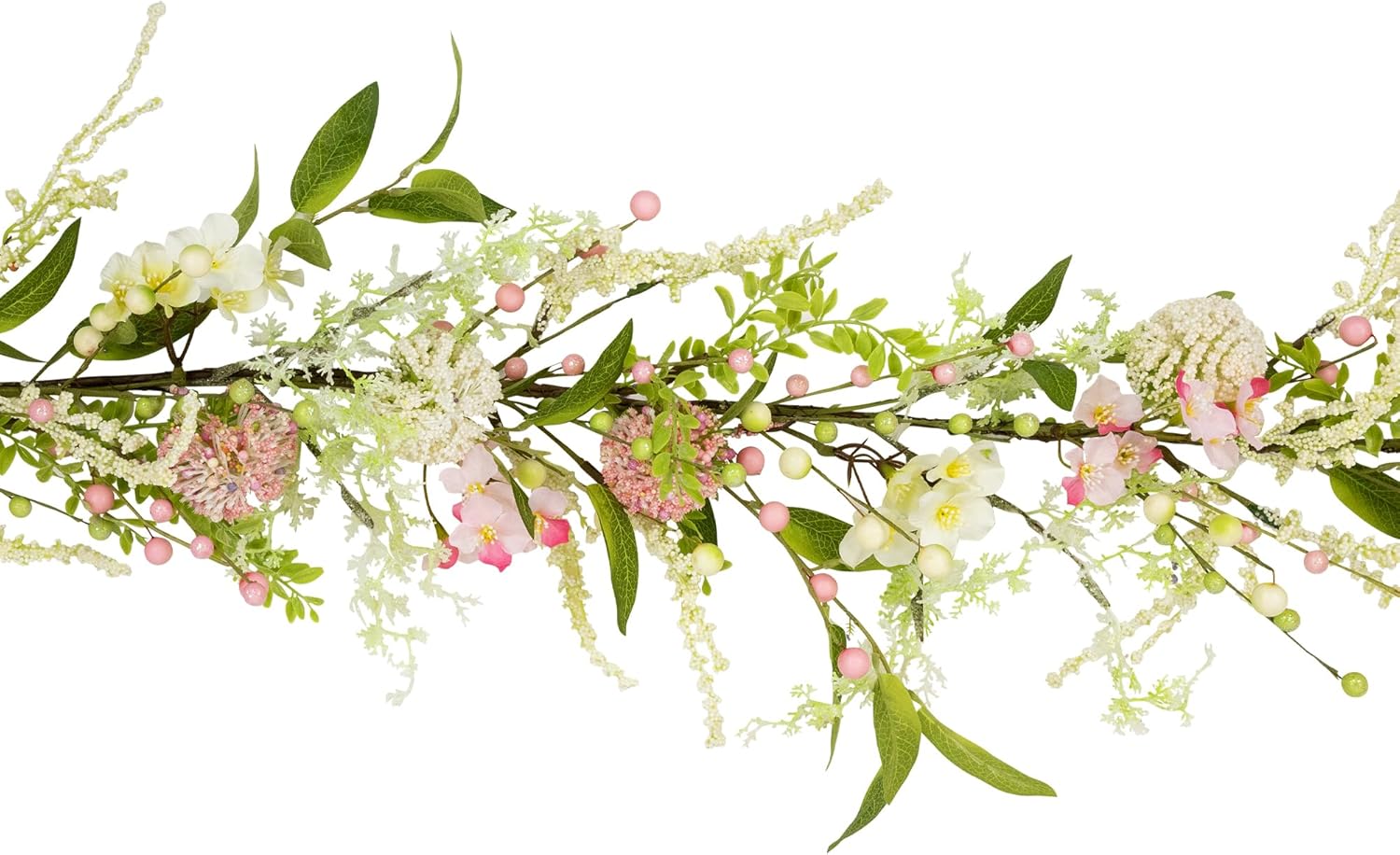 Northlight Hydrangea and Berry Floral Spring Garland, 5', Pink