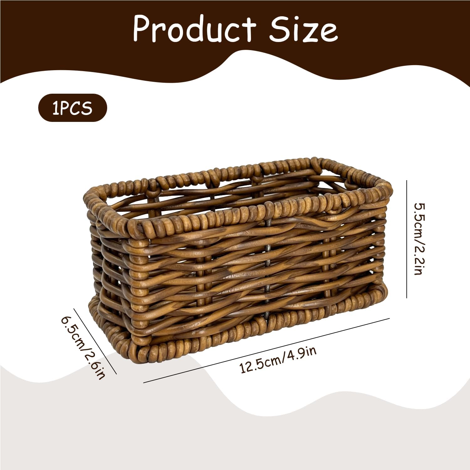 Sugar Packet Holder 4.9in Rattan-Style for Coffee Bar