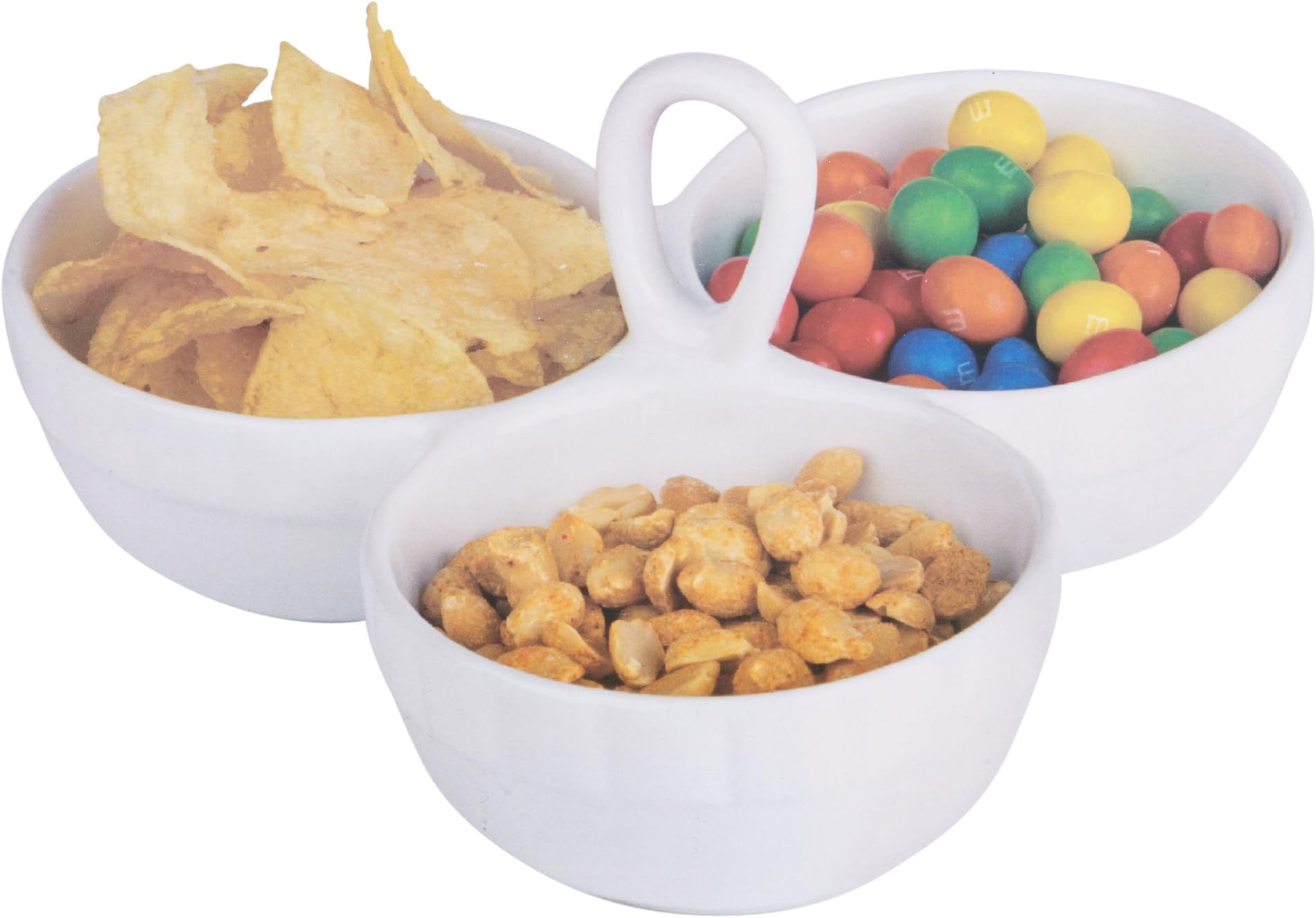 Tish White Porcelain Snack Dish Condiment Serving Tray- 3 Or 4 Section (3 Sections)