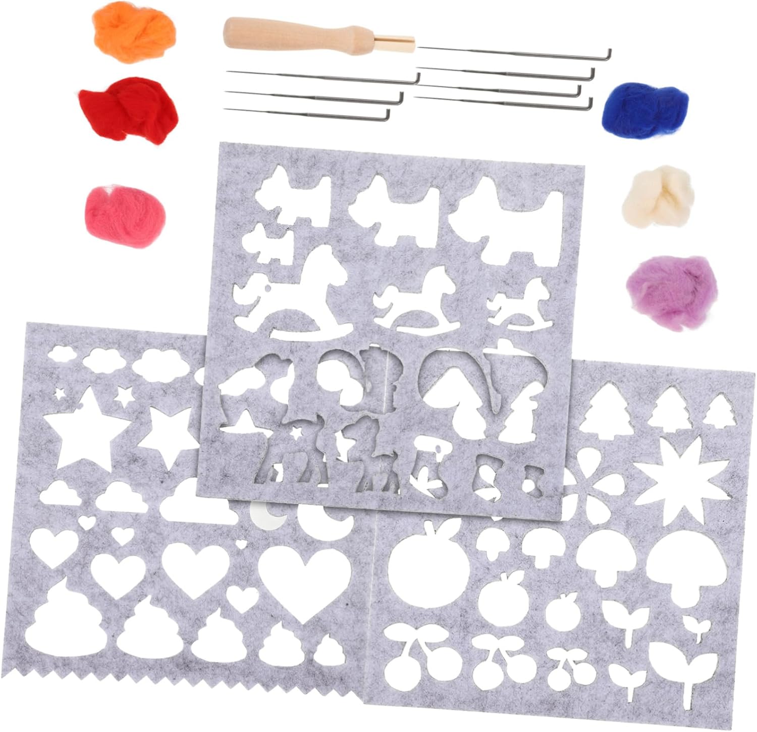 TEHAUX Needle Felting Kit Felting Template DIY Craft Stencils for Wool Applique Easy to Use