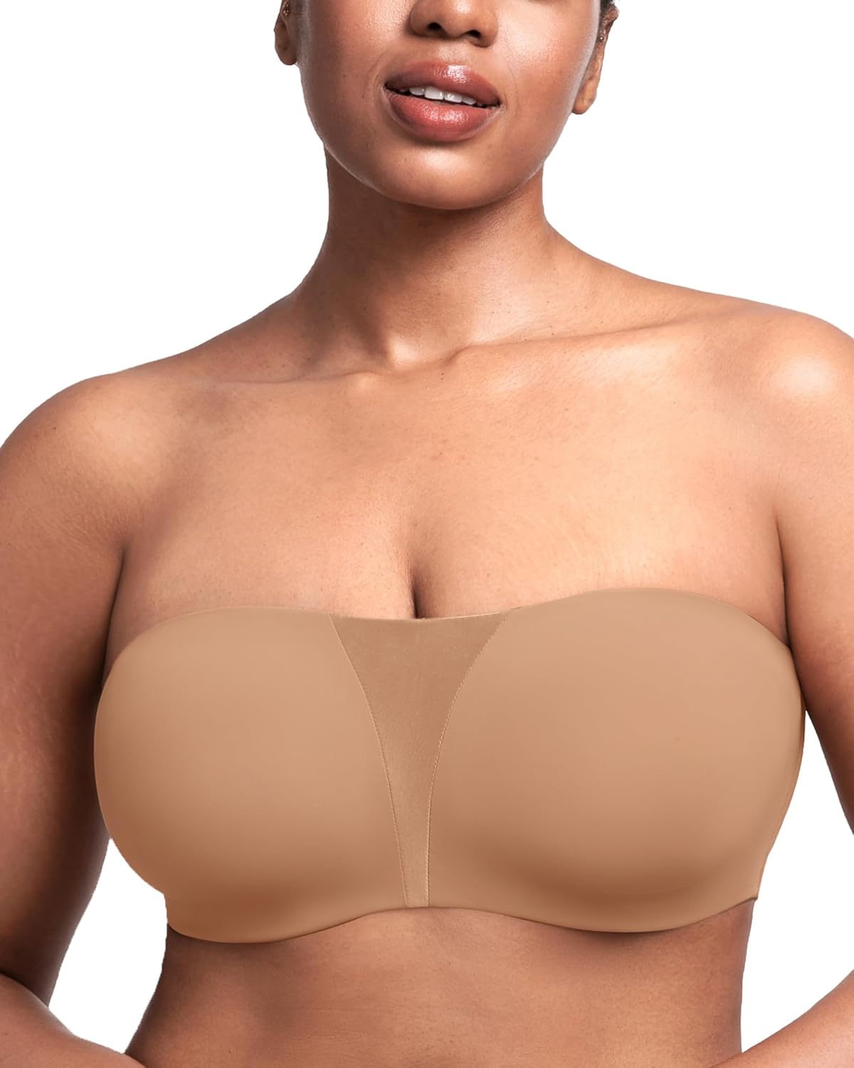 HSIA Strapless Bra for Big Bust Women, Plus Size Full Coverage Bandeau Fiery Bra Anti-Slip Underwire Support for Large Breast