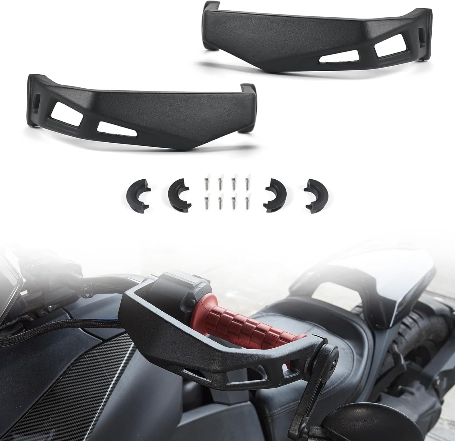Handguards for Can Am Ryker, 2PCS Aluminum Hand Guard Handlebars Protectors Kits for Can Am Ryker 900, 600, Sport & Rally Edition All Models 2019-2024 Accessories (Replaces #219400998),Black