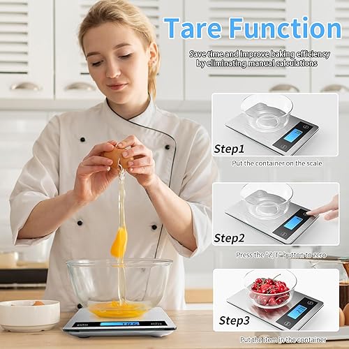 Miniatura 5 de Báscula de alimentos, báscula digital de cocina de 22 libras22.0 lbs para alimentos y gramos de cocina, horneado, graduación precisa de 1 g0.1 oz,
