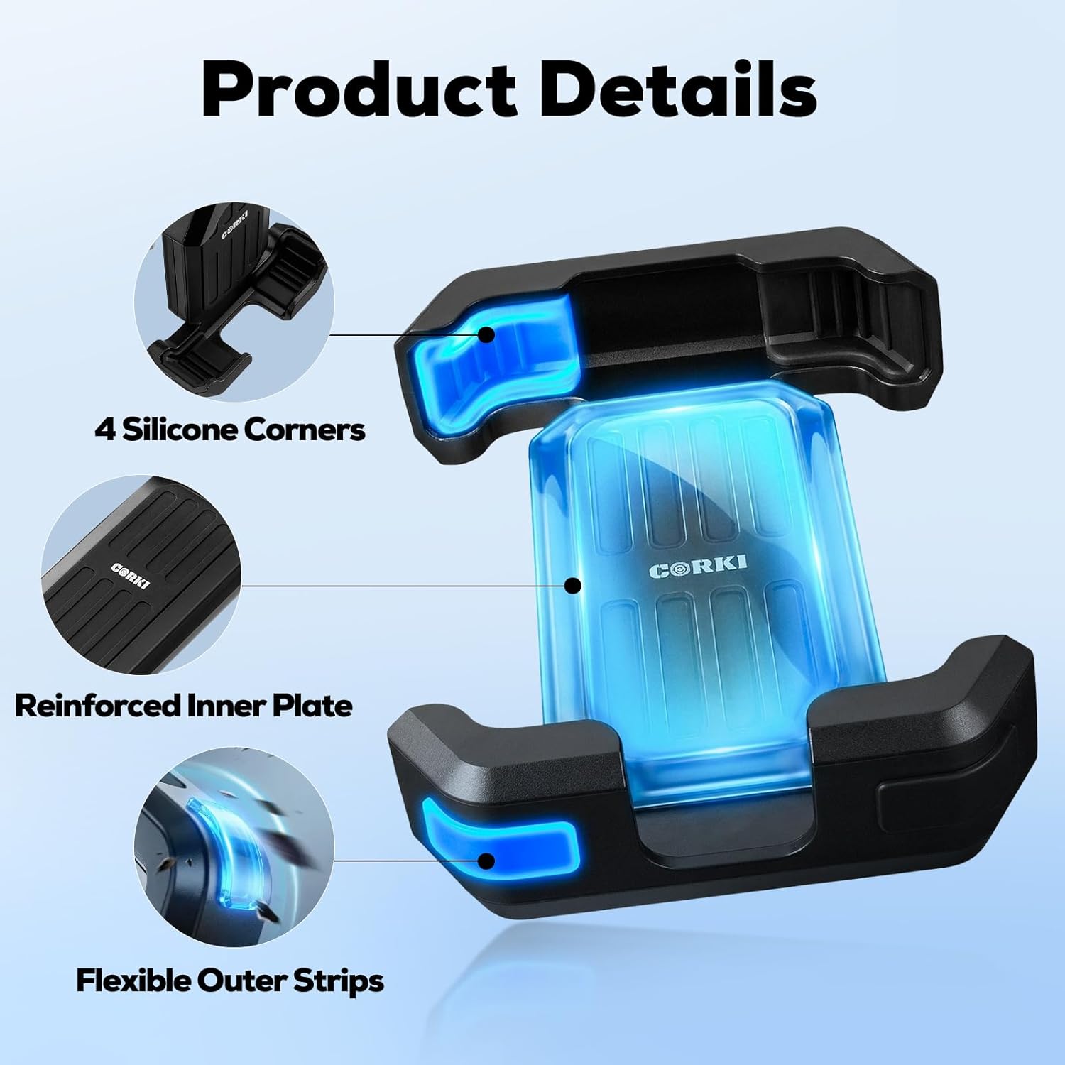 corki Bike Phone Holder, Handlebar Mount for Ebike Scooter Motorcycle | Anti-Shake, 360° Rotation, Quick Lock, Secure Clamp for 4.7-6.8" Phones, Cell Phone Mount for Bicycle, E-Scooter, Motorbike