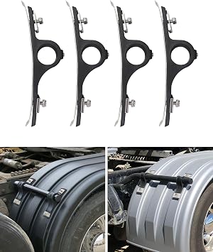 4 Pcs Fender Brackets Assembly - 8591005 Fender Hanger Mounting Bracket for Trailer Dump Trucks, Flatbed Trucks Dual Rear Wheels Replacement 8590195 & 8590245 Poly Fender One Side