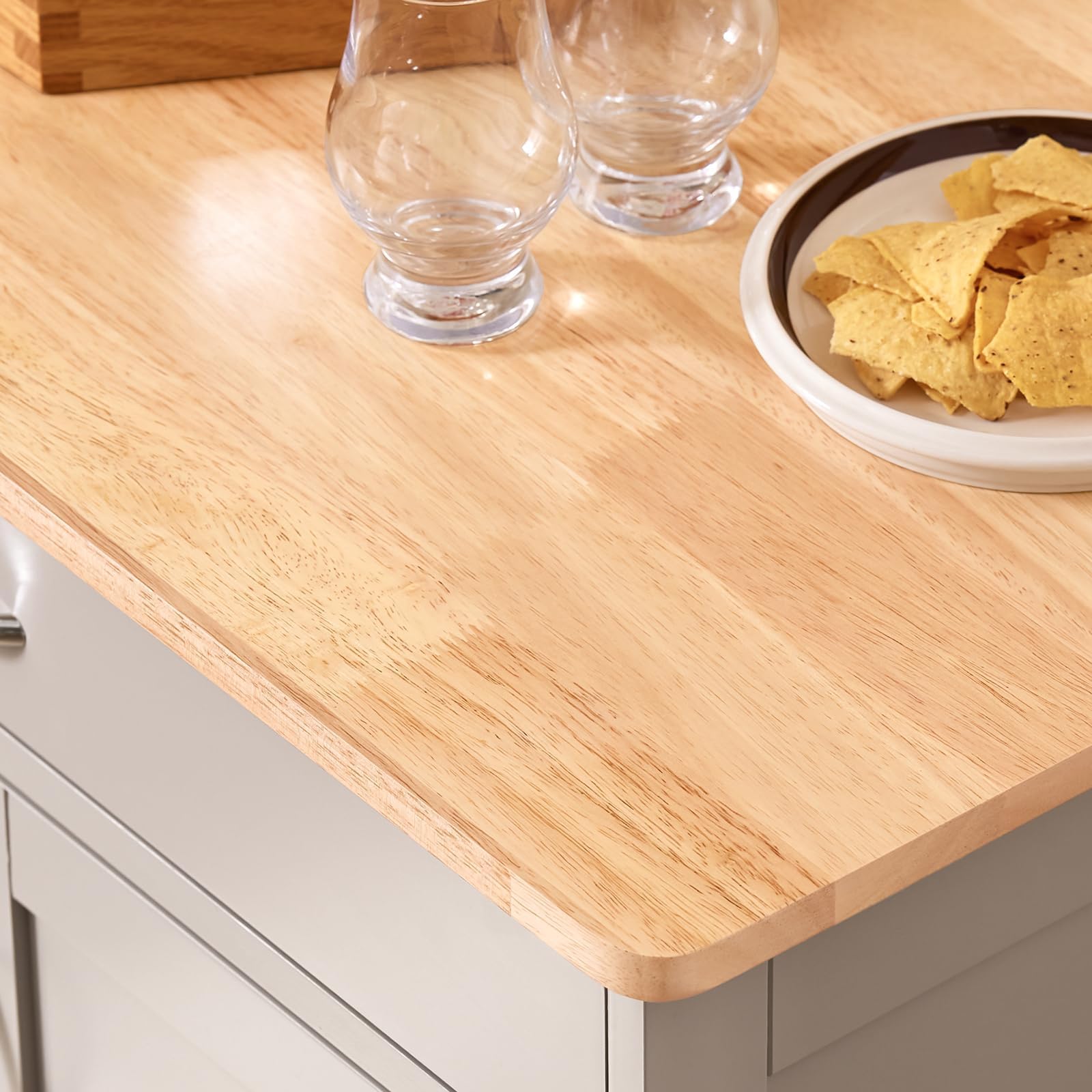 SoBuy Mueble Auxiliar de Cocina con Ruedas y botellero 67 × 86 × 38 cm | Carrito auxiliar de cocina con ruedas, encimera de madera de caucho y cajón, ideal para la cocina y el comedor MDF FKW45-KA